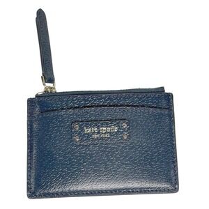 KATE SPADE Jeanne Small Zip Card Holder Case Petrol Blue Leather WLRU5585